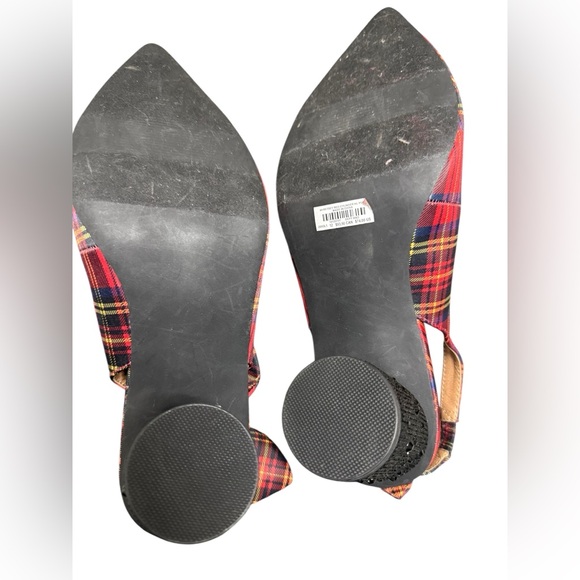 Torrid Red Plaid Heels with Black Beaded Block Heel - Picture 6 of 9